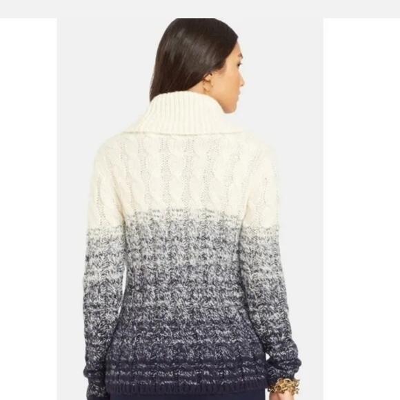 RALPH Lauren Medium Cable Knit Turtle Neck Mohair Blend Sweater - Picture 5 of 6